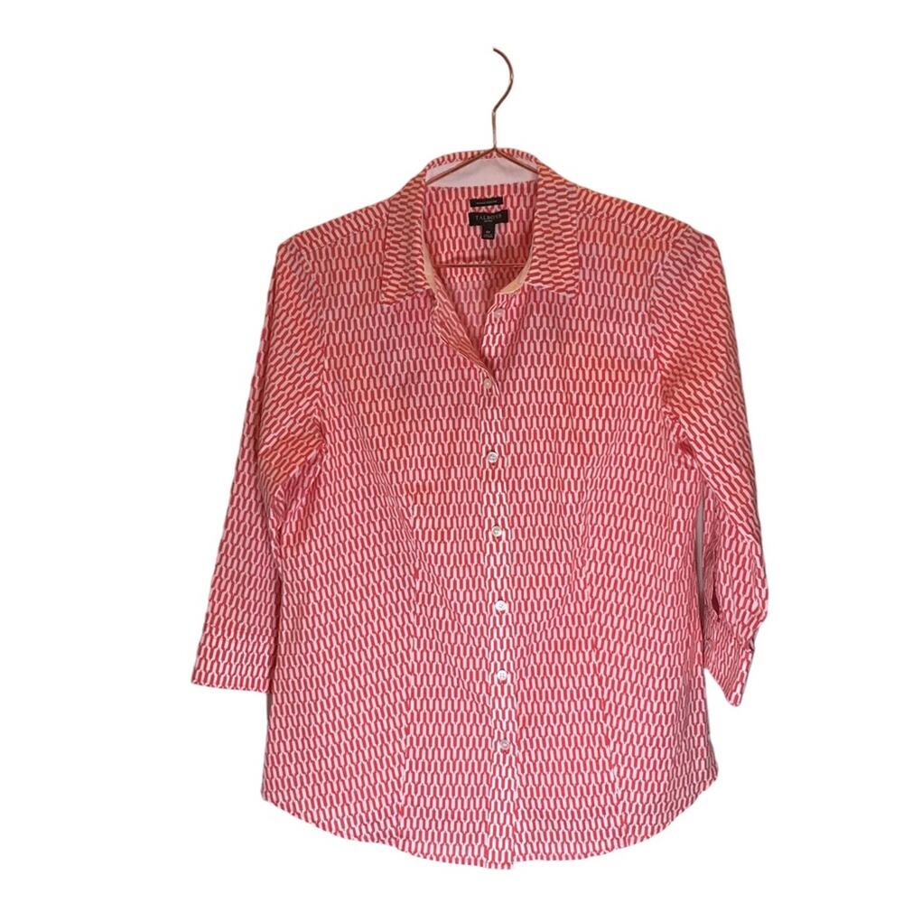 TALBOTS Coral 3/4 Sleeve Button Down Shirt 6 petite wrinkle resistant